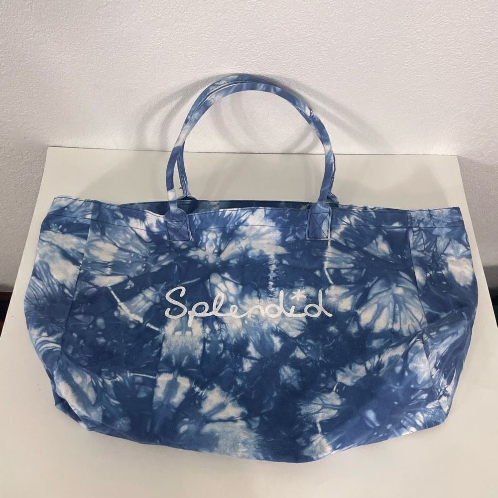 Splendid Blue & White Tie Dye Large Open Tote Bag